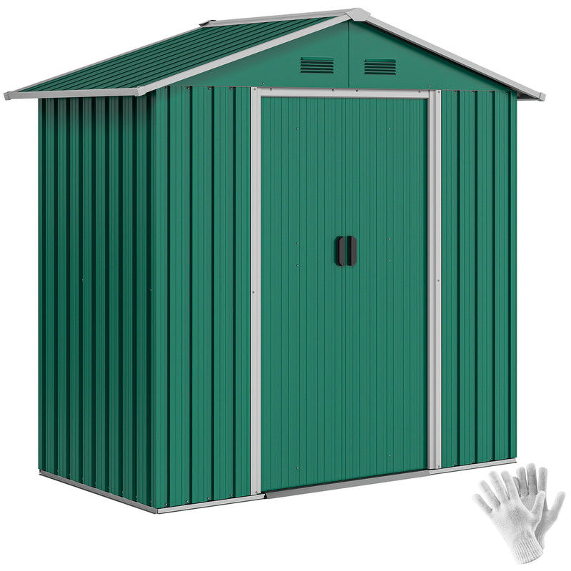 Metal Garden Storage Shed - Green