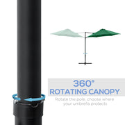 8.5FT Offset Patio Umbrella with 360° Rotation, Outdoor Cantilever Roma Parasol Hanging Sun Shade Canopy Shelter with Cross Base, Green