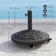 46lbs Resin Round Patio Umbrella Base with Wheels, Umbrella Stand Base, Heavy Duty Patio Umbrella Holder, Black