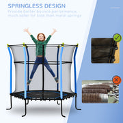 Soozier 63" Kids Trampoline Mini Indoor Bouncer Jumper with Enclosure Net Elastic Thick Padded Pole Gift for Child Toddler Age 3-6 Years Old Blue
