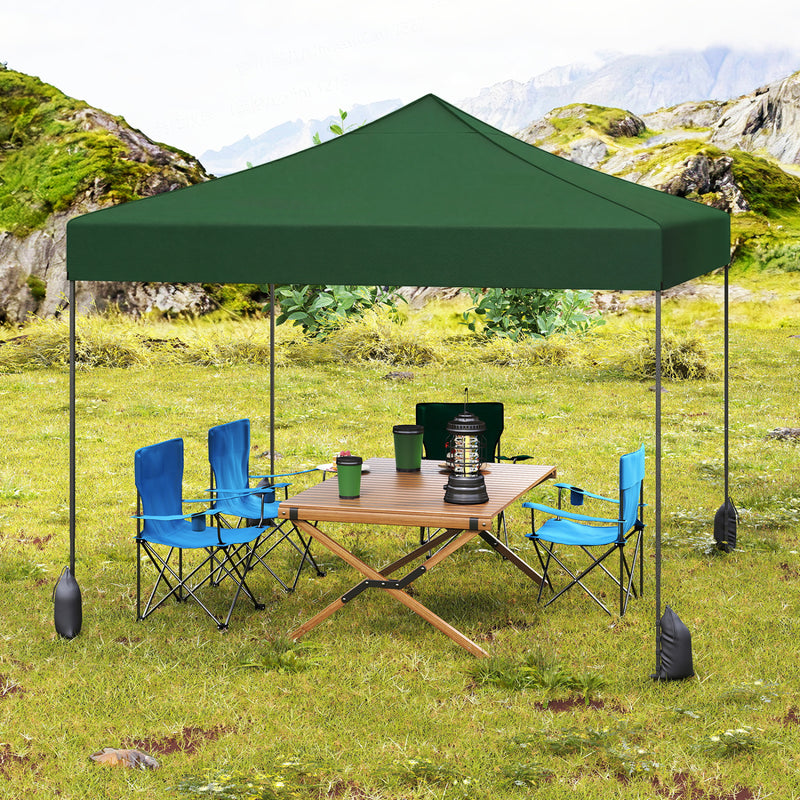 Costway - 9.5 x 9.5 Feet Pop up Canopy Tent with Adjustable Heights-Green