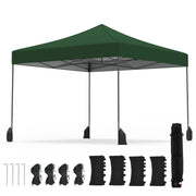 Costway - 9.5 x 9.5 Feet Pop up Canopy Tent with Adjustable Heights-Green