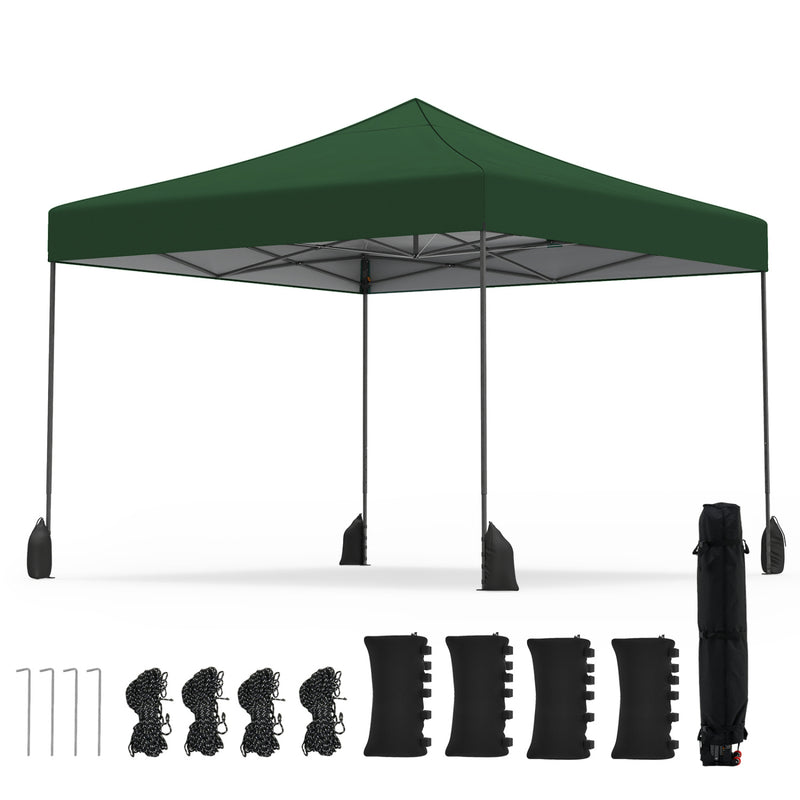 Costway - 9.5 x 9.5 Feet Pop up Canopy Tent with Adjustable Heights-Green
