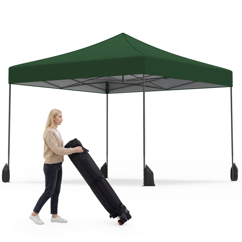 Costway - 9.5 x 9.5 Feet Pop up Canopy Tent with Adjustable Heights-Green