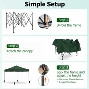 Costway - 9.5 x 9.5 Feet Pop up Canopy Tent with Adjustable Heights-Green