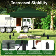 Costway - 9.5 x 9.5 Feet Pop up Canopy Tent with Adjustable Heights-Green