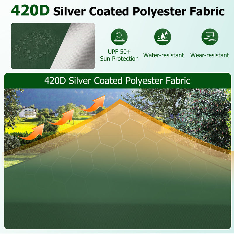 Costway - 9.5 x 9.5 Feet Pop up Canopy Tent with Adjustable Heights-Green