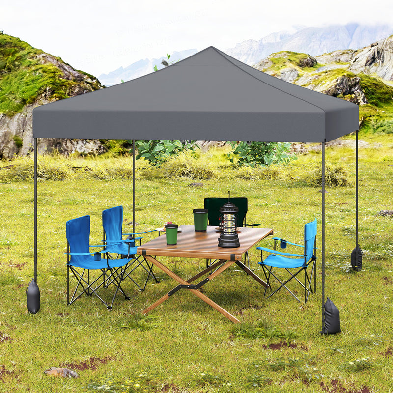 Costway - 9.5 x 9.5 Feet Pop up Canopy Tent with Adjustable Heights-Gray