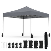 Costway - 9.5 x 9.5 Feet Pop up Canopy Tent with Adjustable Heights-Gray