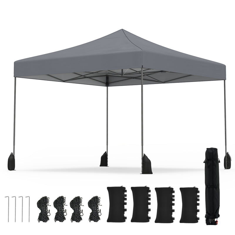 Costway - 9.5 x 9.5 Feet Pop up Canopy Tent with Adjustable Heights-Gray
