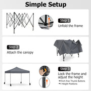 Costway - 9.5 x 9.5 Feet Pop up Canopy Tent with Adjustable Heights-Gray
