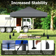 Costway - 9.5 x 9.5 Feet Pop up Canopy Tent with Adjustable Heights-Gray