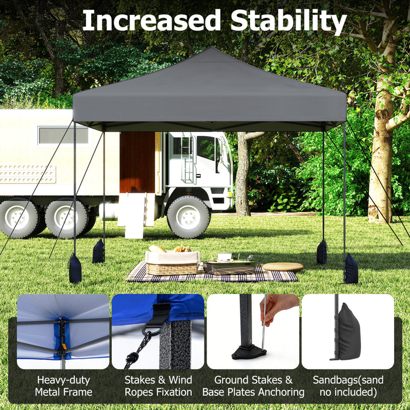 Costway - 9.5 x 9.5 Feet Pop up Canopy Tent with Adjustable Heights-Gray