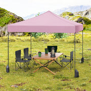 Costway - 9.5 x 9.5 Feet Pop up Canopy Tent with Adjustable Heights-Pink