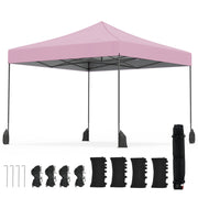 Costway - 9.5 x 9.5 Feet Pop up Canopy Tent with Adjustable Heights-Pink