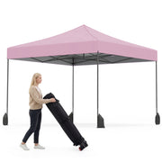 Costway - 9.5 x 9.5 Feet Pop up Canopy Tent with Adjustable Heights-Pink