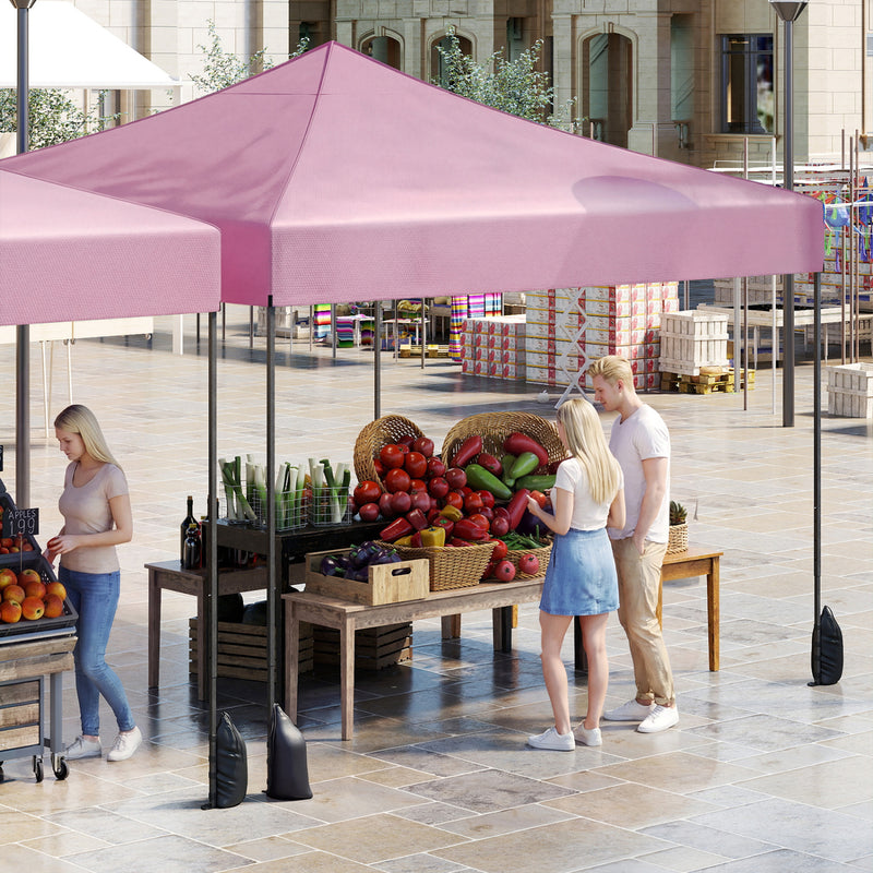 Costway - 9.5 x 9.5 Feet Pop up Canopy Tent with Adjustable Heights-Pink