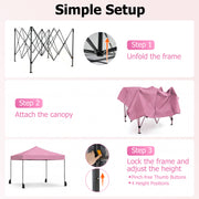 Costway - 9.5 x 9.5 Feet Pop up Canopy Tent with Adjustable Heights-Pink