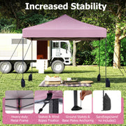 Costway - 9.5 x 9.5 Feet Pop up Canopy Tent with Adjustable Heights-Pink