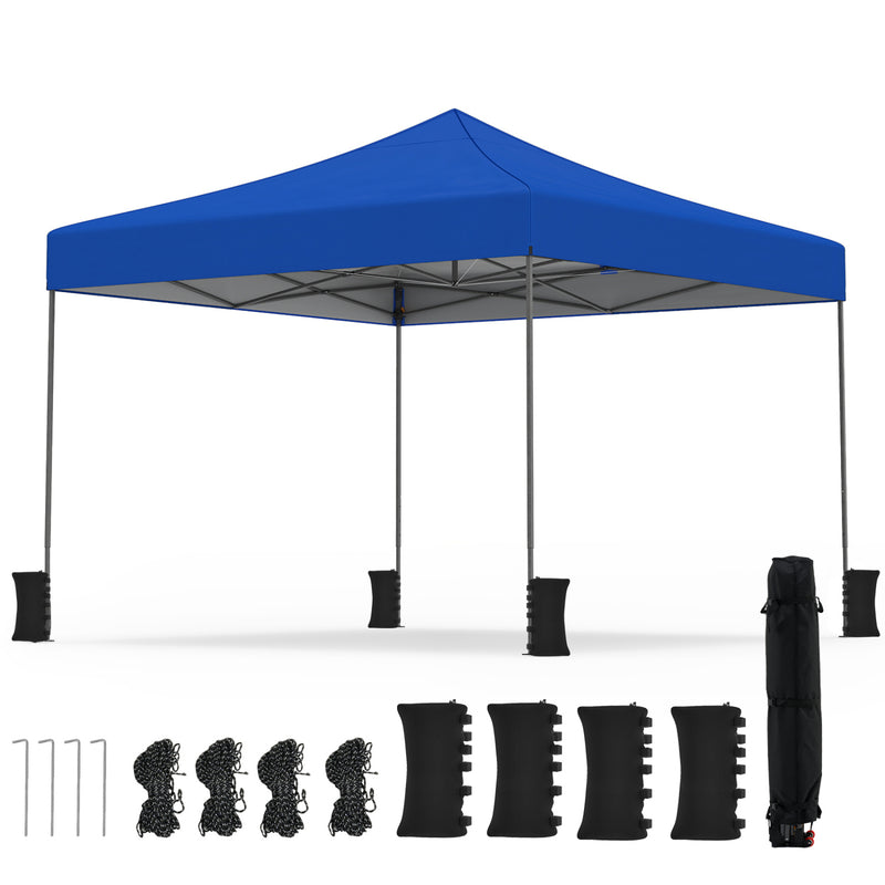 Costway - 9.5 x 9.5 Feet Pop up Canopy Tent with Adjustable Heights-Blue