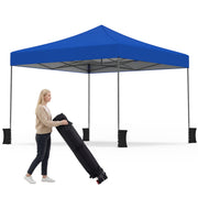 Costway - 9.5 x 9.5 Feet Pop up Canopy Tent with Adjustable Heights-Blue