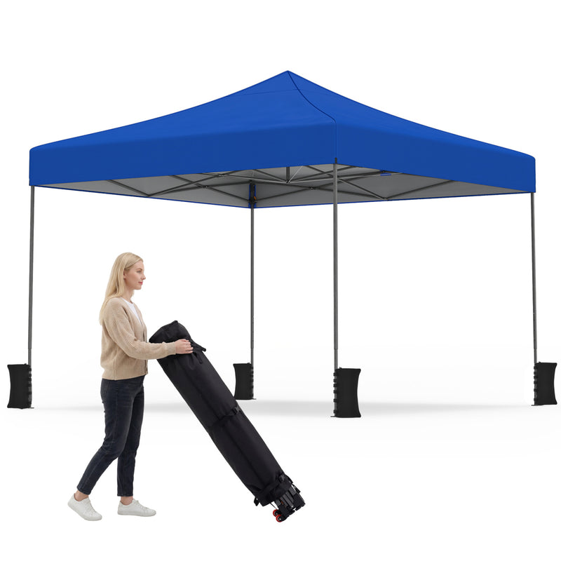 Costway - 9.5 x 9.5 Feet Pop up Canopy Tent with Adjustable Heights-Blue