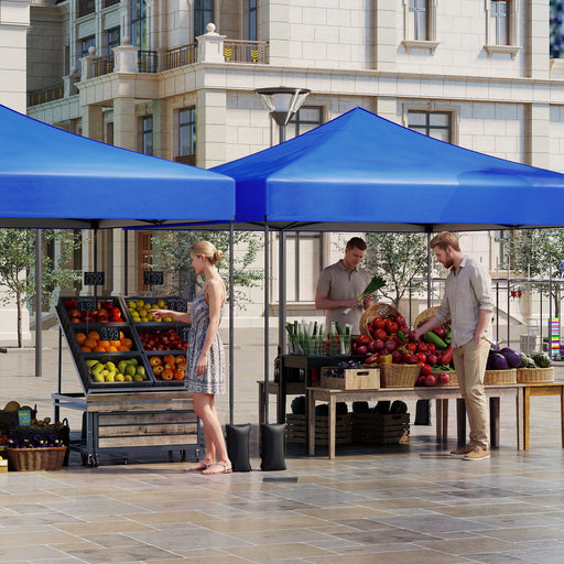 Costway - 9.5 x 9.5 Feet Pop up Canopy Tent with Adjustable Heights-Blue