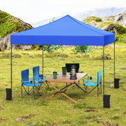 Costway - 9.5 x 9.5 Feet Pop up Canopy Tent with Adjustable Heights-Blue