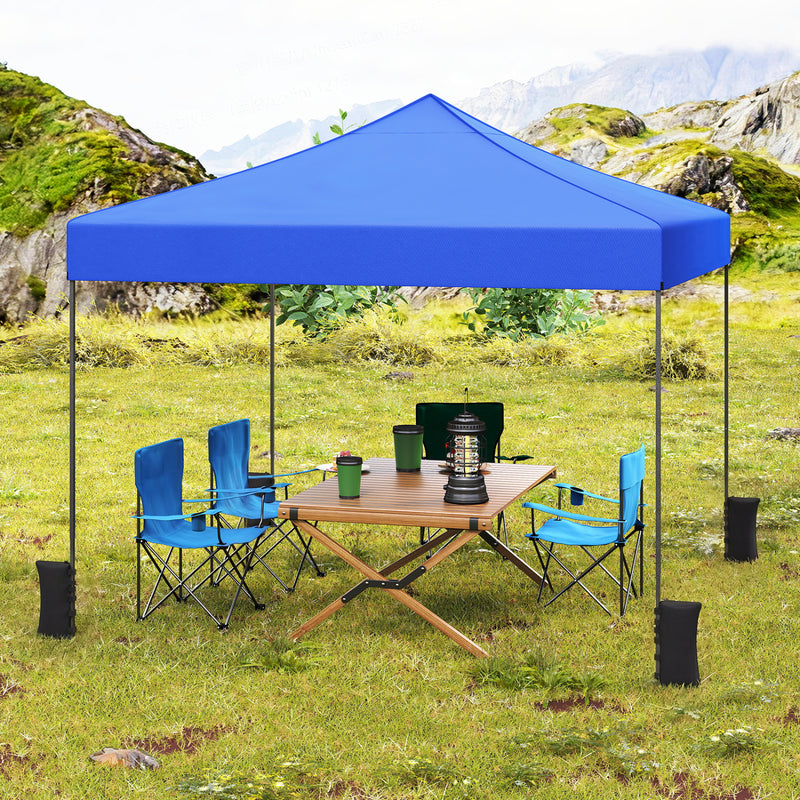 Costway - 9.5 x 9.5 Feet Pop up Canopy Tent with Adjustable Heights-Blue