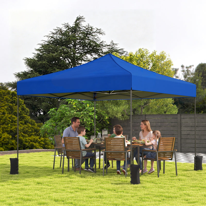 Costway - 9.5 x 9.5 Feet Pop up Canopy Tent with Adjustable Heights-Blue