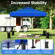 Costway - 9.5 x 9.5 Feet Pop up Canopy Tent with Adjustable Heights-Blue