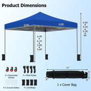 Costway - 9.5 x 9.5 Feet Pop up Canopy Tent with Adjustable Heights-Blue