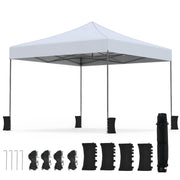 Costway - 9.5 x 9.5 Feet Pop up Canopy Tent with Adjustable Heights-White