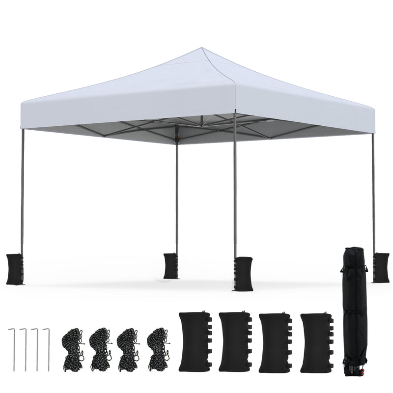 Costway - 9.5 x 9.5 Feet Pop up Canopy Tent with Adjustable Heights-White