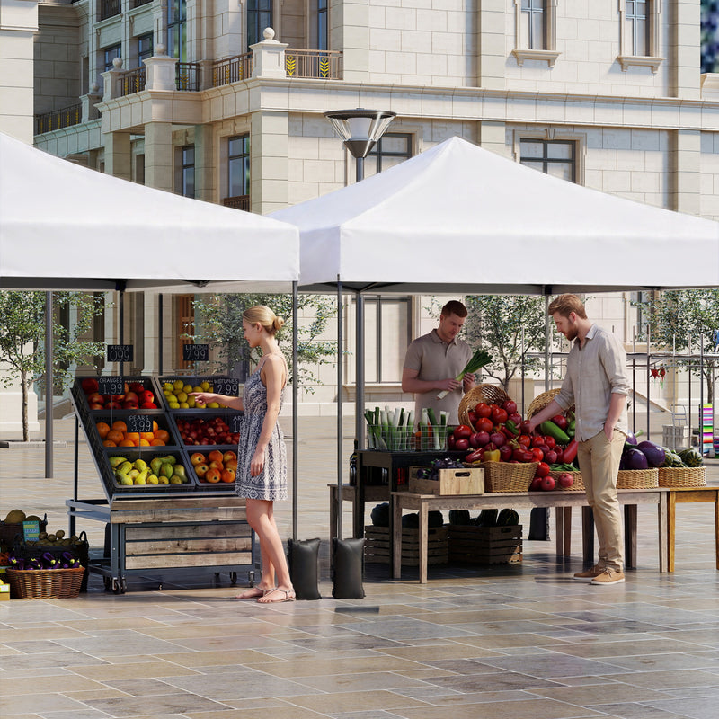 Costway - 9.5 x 9.5 Feet Pop up Canopy Tent with Adjustable Heights-White