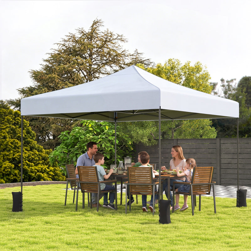 Costway - 9.5 x 9.5 Feet Pop up Canopy Tent with Adjustable Heights-White