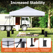 Costway - 9.5 x 9.5 Feet Pop up Canopy Tent with Adjustable Heights-White