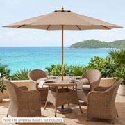 Costway - 9 FT Patio Umbrella Outdoor Table Market Umbrella with 8 Sturdy Bamboo Ribs-Brown