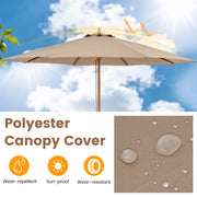Costway - 9 FT Patio Umbrella Outdoor Table Market Umbrella with 8 Sturdy Bamboo Ribs-Brown
