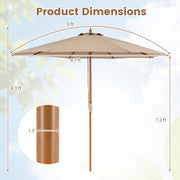 Costway - 9 FT Patio Umbrella Outdoor Table Market Umbrella with 8 Sturdy Bamboo Ribs-Brown
