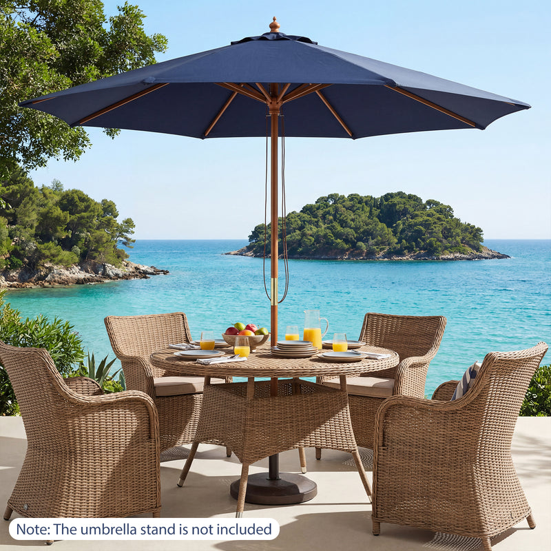Costway - 9 FT Patio Umbrella Outdoor Table Market Umbrella with 8 Sturdy Bamboo Ribs-Navy