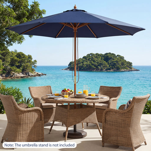 Costway - 9 FT Patio Umbrella Outdoor Table Market Umbrella with 8 Sturdy Bamboo Ribs-Navy