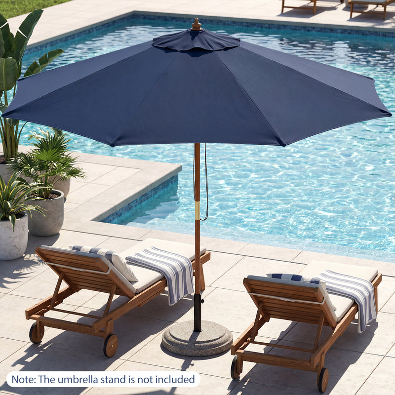 Costway - 9 FT Patio Umbrella Outdoor Table Market Umbrella with 8 Sturdy Bamboo Ribs-Navy