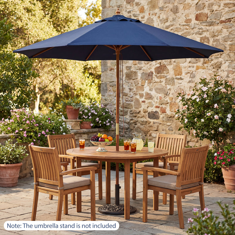 Costway - 9 FT Patio Umbrella Outdoor Table Market Umbrella with 8 Sturdy Bamboo Ribs-Navy
