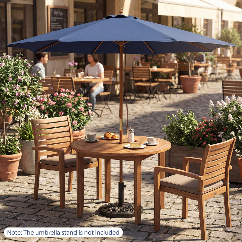 Costway - 9 FT Patio Umbrella Outdoor Table Market Umbrella with 8 Sturdy Bamboo Ribs-Navy