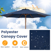 Costway - 9 FT Patio Umbrella Outdoor Table Market Umbrella with 8 Sturdy Bamboo Ribs-Navy