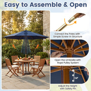 Costway - 9 FT Patio Umbrella Outdoor Table Market Umbrella with 8 Sturdy Bamboo Ribs-Navy