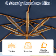 Costway - 9 FT Patio Umbrella Outdoor Table Market Umbrella with 8 Sturdy Bamboo Ribs-Navy