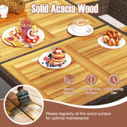 Costway - 9 Piece Outdoor Dining Set with Acacia Wood Table Top-Beige