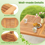 Costway - 9-Pieces Patio Dining Table Set Wood Rectangular Dining Table with 8 Chairs and Slatted Tabletop
